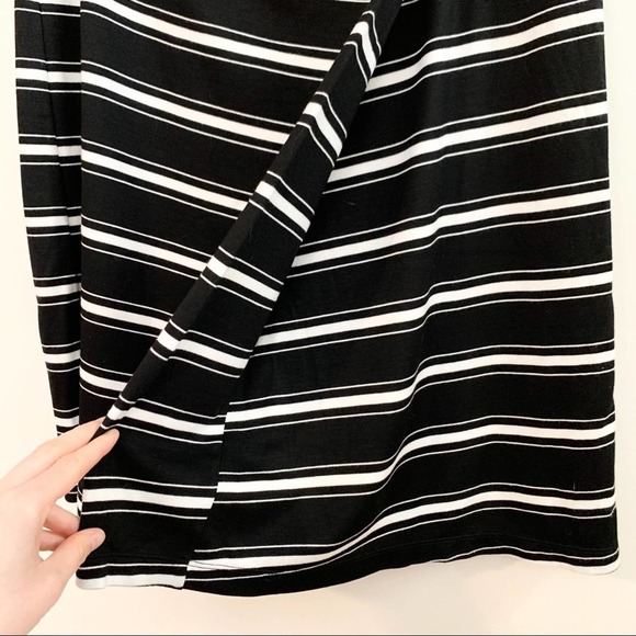 MAX STUDIO Stripe Ponte Faux Wrap Midi Skirt - Picture 4 of 7